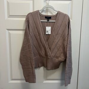 Plus size plunging dolman sleeve sweater